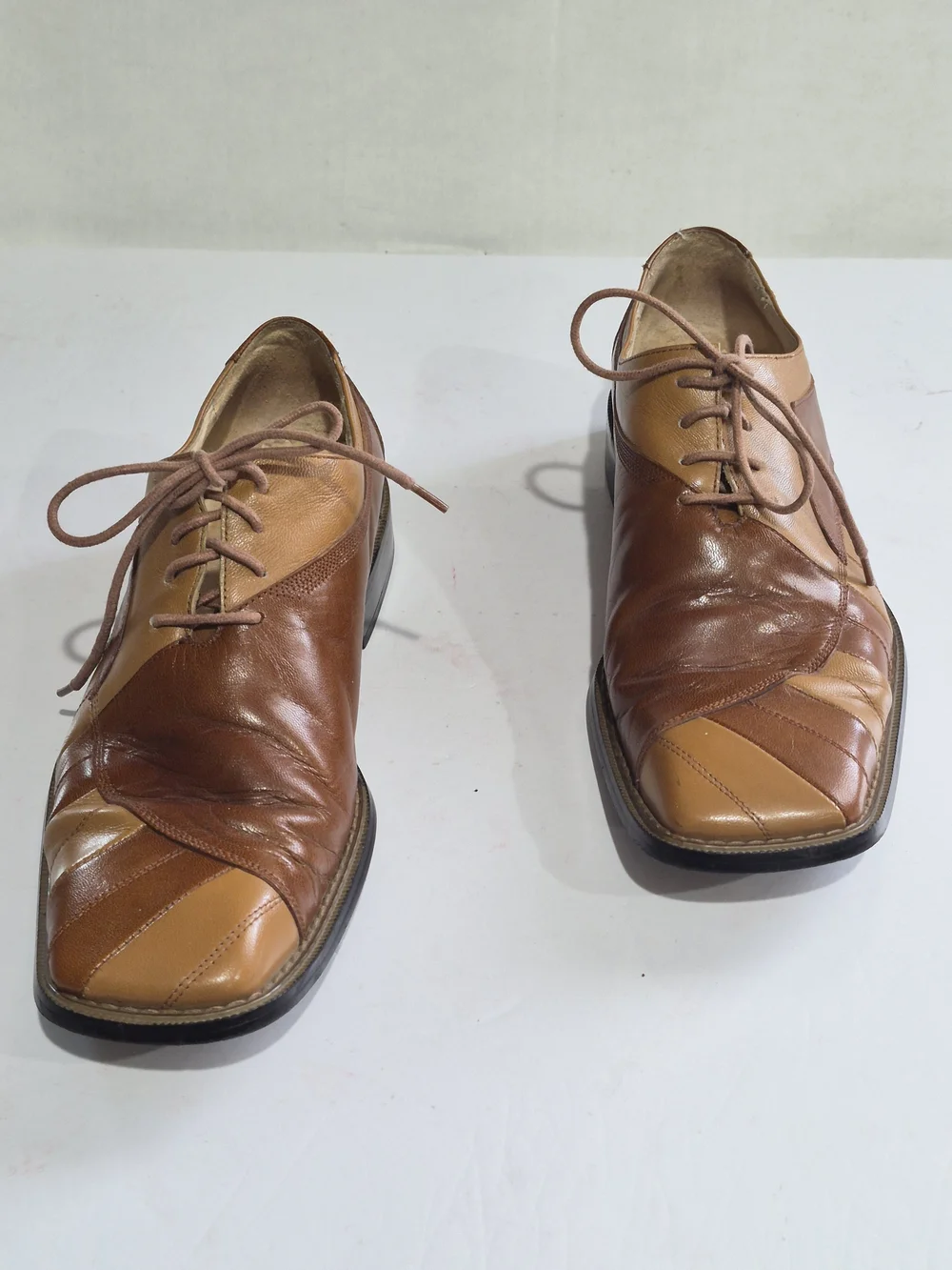Giovanni Men's Two-Tone Brown Leather Lace-Up Dress Shoes Size 9